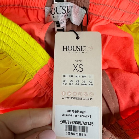 HOUSE OF CB Margot Yellow Color Block Wide Leg Trousers XS NEW - Picture 4 of 5